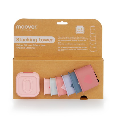 Silicone Stacking Tower Pink Hearts